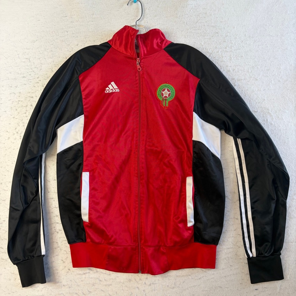 Adidas Track Jacket Mens XL Red‎ Morocco Soccer National Team Full Zip